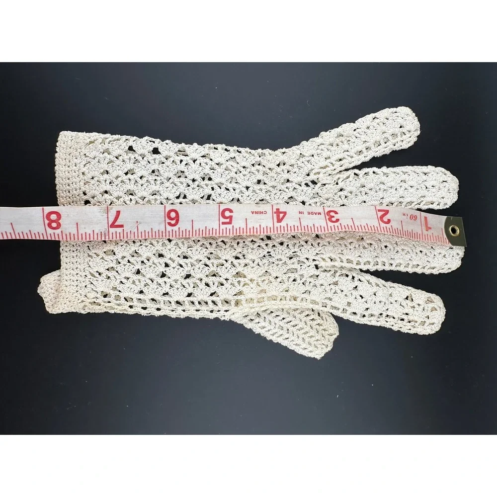 Vintage 40s Hand Crochet Gloves France Post WWII Ivory Lace Formal Bridal